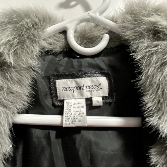 Vintage Newport News Leather Faux Fur Steampunk Goth Punk Belted Y2K Long Coat S - Picture 9 of 13